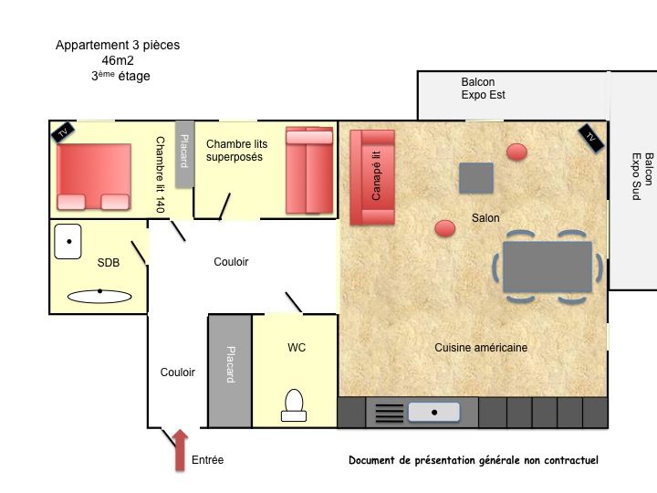 foto 8 Aluguer de frias entre particulares Les 2 Alpes appartement Rdano-Alpes Isre Planta do alojamento