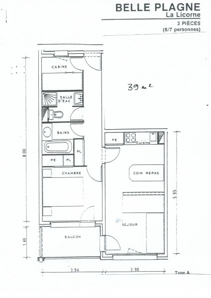 foto 10 Aluguer de frias entre particulares La Plagne appartement Rdano-Alpes Sabia Planta do alojamento