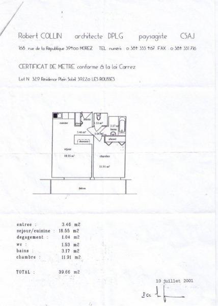 foto 15 Aluguer de frias entre particulares Les Rousses appartement Franche-Comt Jura Planta do alojamento